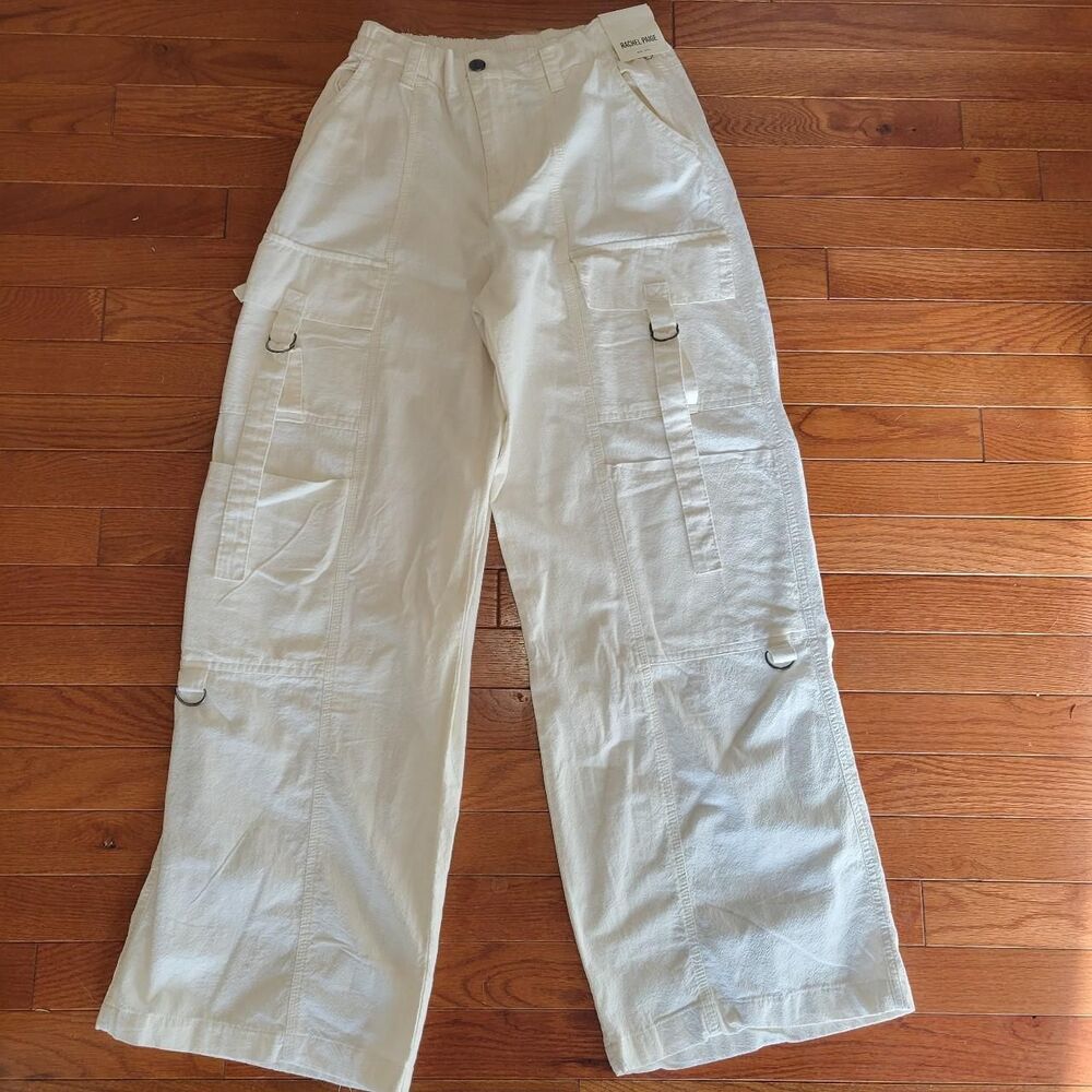 NWT Rachel Paige Women's Medium White Cargo Pants